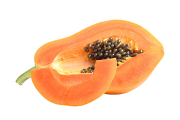 Wall Mural - Ripe yellow papaya fruit  on transparent png