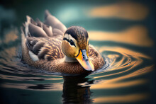 A Close-up Of A Duck Swimming In A Pond Generative AI