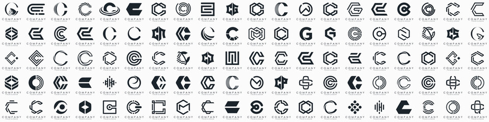 Wall Mural - creative letter C logo icon set. design for business of luxury, elegant, simple.