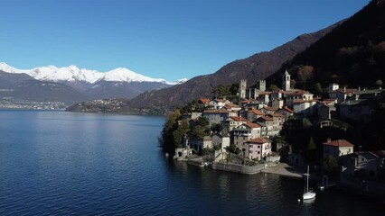 Sticker - Aerial view of Corenno Plinio a village on Lake Como