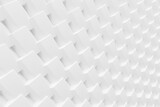 Fototapeta Przestrzenne - Close up macro abstract white hexagonal shape forms wall pattern banner background. Futuristic technology digital 3d render illustration. Hex geometry pattern. 3d illustration