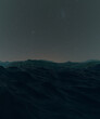 Raging ocean on a starry night. 3d render, 3d illustration.