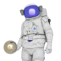 Wall Mural - astronaut is holding a golden bowling ball trophy