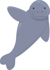 Wall Mural - Funny seacow icon cartoon vector. Ocean dugong. Wild mammal