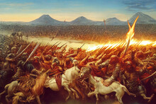 Digital Illustration Of Epic Sumerian Battle