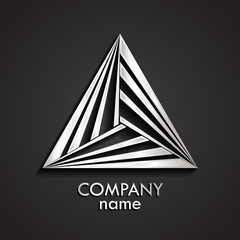 Wall Mural - 3d silver modern shape triangle logo