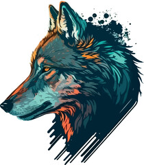 Sticker - wolf at night