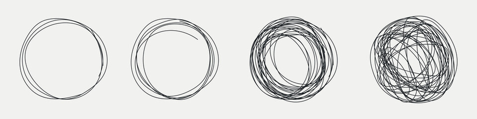 Fototapete - Hand drawn scribble circles, vector logo design elements. 10 EPS.