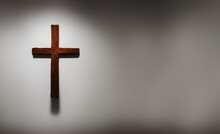 Realistic Illustration Of The Christian Cross Indoors, Generative Ai