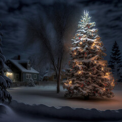 Wall Mural - christmas tree in the night