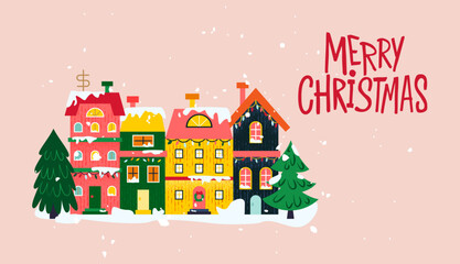 Sticker - Merry Christmas Banner. Vector Illustration of Seasonal Greetings. Holiday Celebration.