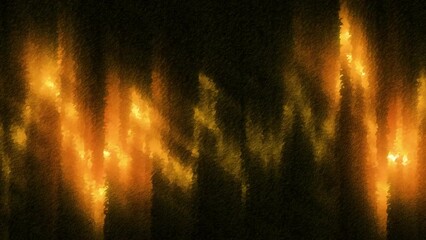 Sticker - dark background with a play of light. motion. green and orange rays run in spots along the wall in c