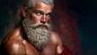 Caucasian Santa Claus as gorgeous body builder, neural network generated art. Digitally generated image. Not based on any actual scene or pattern.
