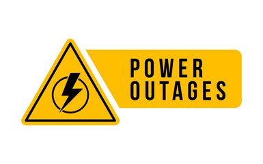 Power outage vector blackout failure electric warning logo symbol background. Power outage attention caution banner.