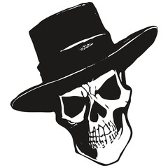 Wall Mural - skull tattoos with hats vector hand drawn ,black and white clip art