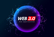 Web 3 World Technology Digital Background. Web3 Planet Future Internet New Version Blockchain Metaverse.