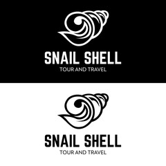 Wall Mural - Snail shell beach on island vacation tour and travel business company logo design