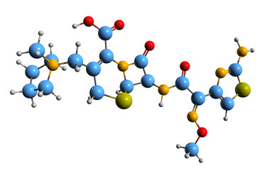 Sticker -  3D image of Cefepime skeletal formula - molecular chemical structure of  cephalosporin antibiotic isolated on white background
