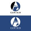 © Arya19 - Home And Exhibition Curtain Logo Design, Building Decoration Vector Illustration