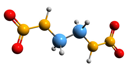 Wall Mural -  3D image of Ethylenedinitramine skeletal formula - molecular chemical structure of Haleite isolated on white background