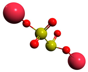 Poster -  3D image of Sodium metabisulfite skeletal formula - molecular chemical structure of inorganic compound Sodium pyrosulfite isolated on white background
