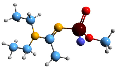 Poster -  3D image of Novichok А-232 skeletal formula - molecular chemical structure of nerve agent isolated on white background
