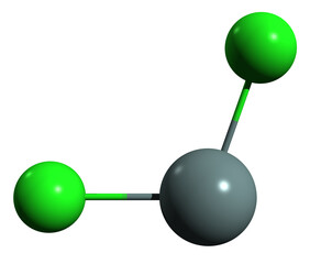 Sticker -  3D image of Tin II chloride skeletal formula - molecular chemical structure of Tin protochloride isolated on white background
