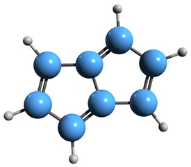 Poster -  3D image of Pentalene skeletal formula - molecular chemical structure of Bicyclooctatetraene isolated on white background
