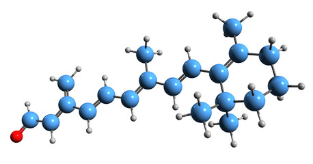 Wall Mural -  3D image of Retinal skeletal formula - molecular chemical structure of  polyene chromophore Retinaldehyde isolated on white background