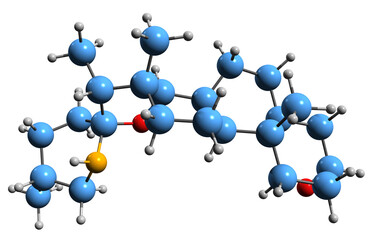 Poster -  3D image of Tomatidine skeletal formula - molecular chemical structure of phytochemical isolated on white background
