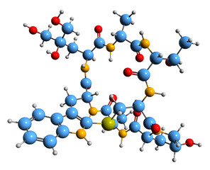 Poster -  3D image of Phallisin skeletal formula - molecular chemical structure of mycotoxin isolated on white background
