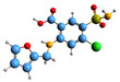  3D image of Furosemide skeletal formula - molecular chemical structure of  loop diuretic medication isolated on white background

