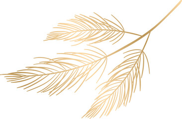 Wall Mural - Gold pine leaf branch