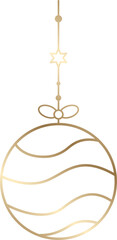 Wall Mural - Gold christmas bauble ball line art