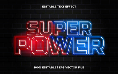 Poster - super power text effect editable modern lettering typography font style, neon 3d text for tittle.