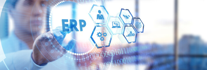Business, Technology, Internet and network concept. Enterprise resource planning ERP concept.