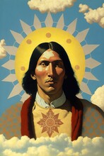 Native American As A Sun Saint. Generative AI