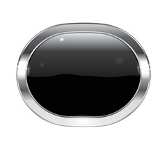 Wall Mural - Black shiny button isolated on a white background