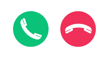 Wall Mural - answer decline phone call hang up red green button icons vector or accept reject dial mobile cellpho