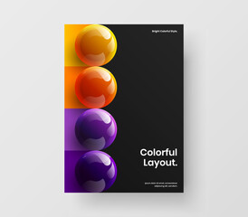 Wall Mural - premium 3d spheres journal cover template. vivid placard design vector illustration.
