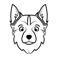 Wall Mural - Black and white line art of dog head. Good use for symbol, mascot, icon, avatar, tattoo, T Shirt design, logo or any design