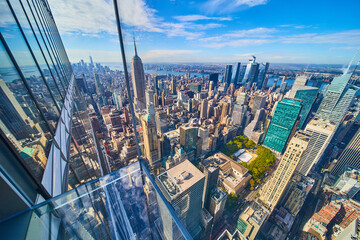 Wall Mural - Glass floor high up over nothing in New York City looking out at city