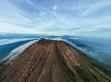 Aerial View Of Mount Slamet Or Gunung Slamet Is An Active Stratovolcano In The Purbalingga Regency