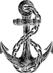 Wall Mural - Anchor from Boat or Ship Tattoo Drawing