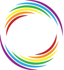 LGBT rainbow frame in circle shape. PNG transparent.