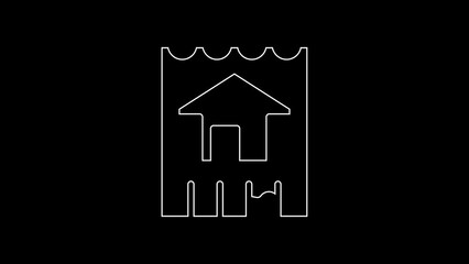 Poster - White line House icon isolated on black background. Home symbol. 4K Video motion graphic animation