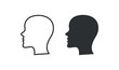 Human head icon. Silhouette human face illustration symbol. Sign head man vector desing.