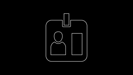 Poster - White line Press journalist vertical badge icon isolated on black background. Media identification id card. 4K Video motion graphic animation