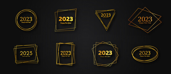 2023 Happy New Year gold geometric polygonal background