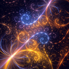 Abstract Kleinian Fractal Art That Suggests Fireworks Or Stars.